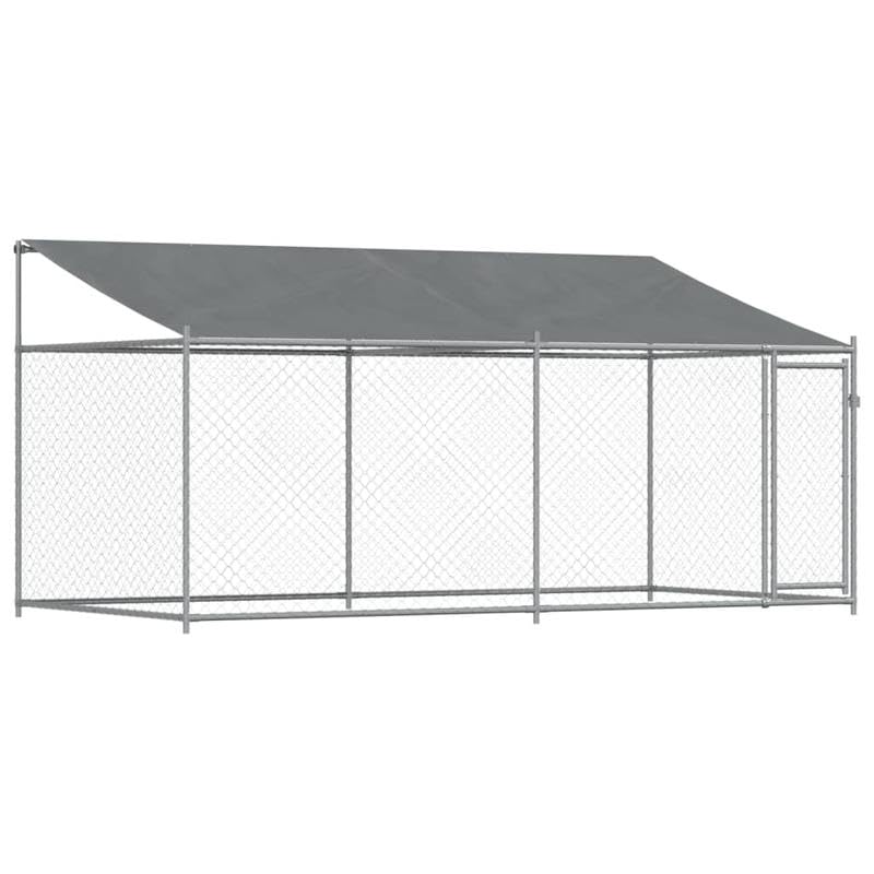 Eleganz Hundezwinger aus verzinktem Stahl 4x2x2 m mit Dach und Tür – Robuster und wetterfester Auslauf für Hunde im Garten