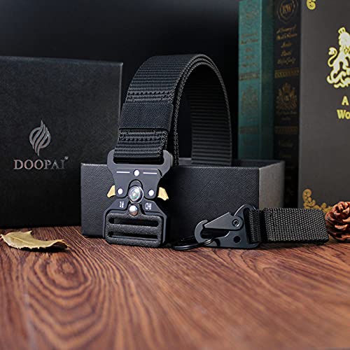 DOOPAI Tactical Belt,Military Style Belt, 2 Pack Riggers Belts for Men, Heavy duty quick release buckle with compass Extra Molle Key Ring Holder Gears4