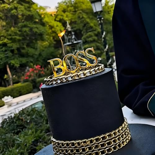 Acrylic Gold Boss Cake Topper, Happy Birtrhday Big Boss Cake Decoration Sign Cake Charm For Men Dad...