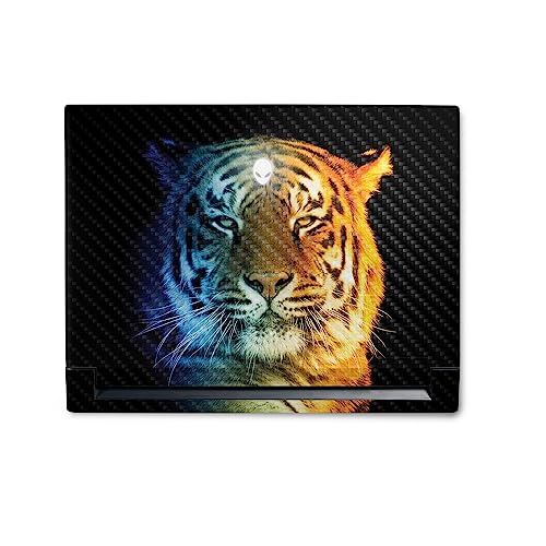 Image of MightySkins Carbon Fiber Skin Compatible with Alienware M18 R1 (2023) Full Wrap Kit - Tri-Color Tiger | Protective, Durable Textured Carbon Fiber Finish | Easy to Apply | Made in The USA