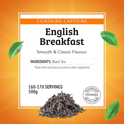 Image of Twinings English Breakfast Loose Leaf Tea, 17.6 Ounces (500g) Resealable Pouch for Freshness (Pack of 1), Smooth, Flavourful, Robust Black Tea Leaves, Caffeinated, Enjoy Hot or Iced