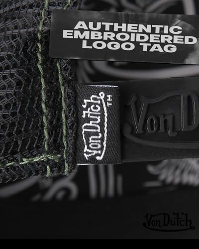 Image of Von Dutch Unisex Trucker Hat - Velvet Curved Bill Mesh Back Retro Classic Adjustable Snapback Baseball Cap for Men and Women