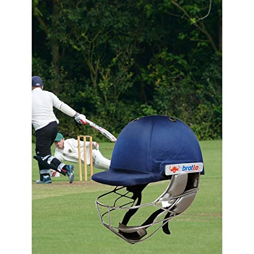 image for Bratla Pro Cricket Helmet - Navy Blue Cricket Helmets for Men, Cricket
