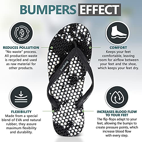 Image of Bumpers Flip Flops For Men - Beach & Shower Sandals For Mens, Comfortable Massage Acupressure Slippers, Indoor & Outdoor Footwear