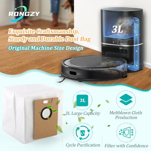 RongZy 4 Stück für Tapo RV30 Max Plus Staubbeutel Ersat Kompatibel mit Tapo RV20 Max Plus RVA202 Staubsauger Zubehör für Ersatz Staubsaugerbeutel Zubehör mit Reinigungsbürste(3L Kapazität)