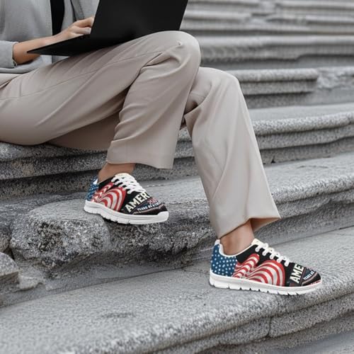 Image of Jeiento American Flag Shoes Men's Fashion Sneaker Sports Running Shoes Causal Travel Walking Flat Shoe Breathable