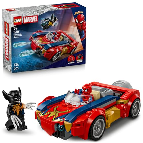 LEGO Super Heroes Marvel Spider-Man Car vs. Venomized Wolverine 76336 Super Hero Building Toy for Kids Aged 7+ Spider-Man Supercar Playset With 2 Minifigures Gift Idea for Birthday (134 Pieces)