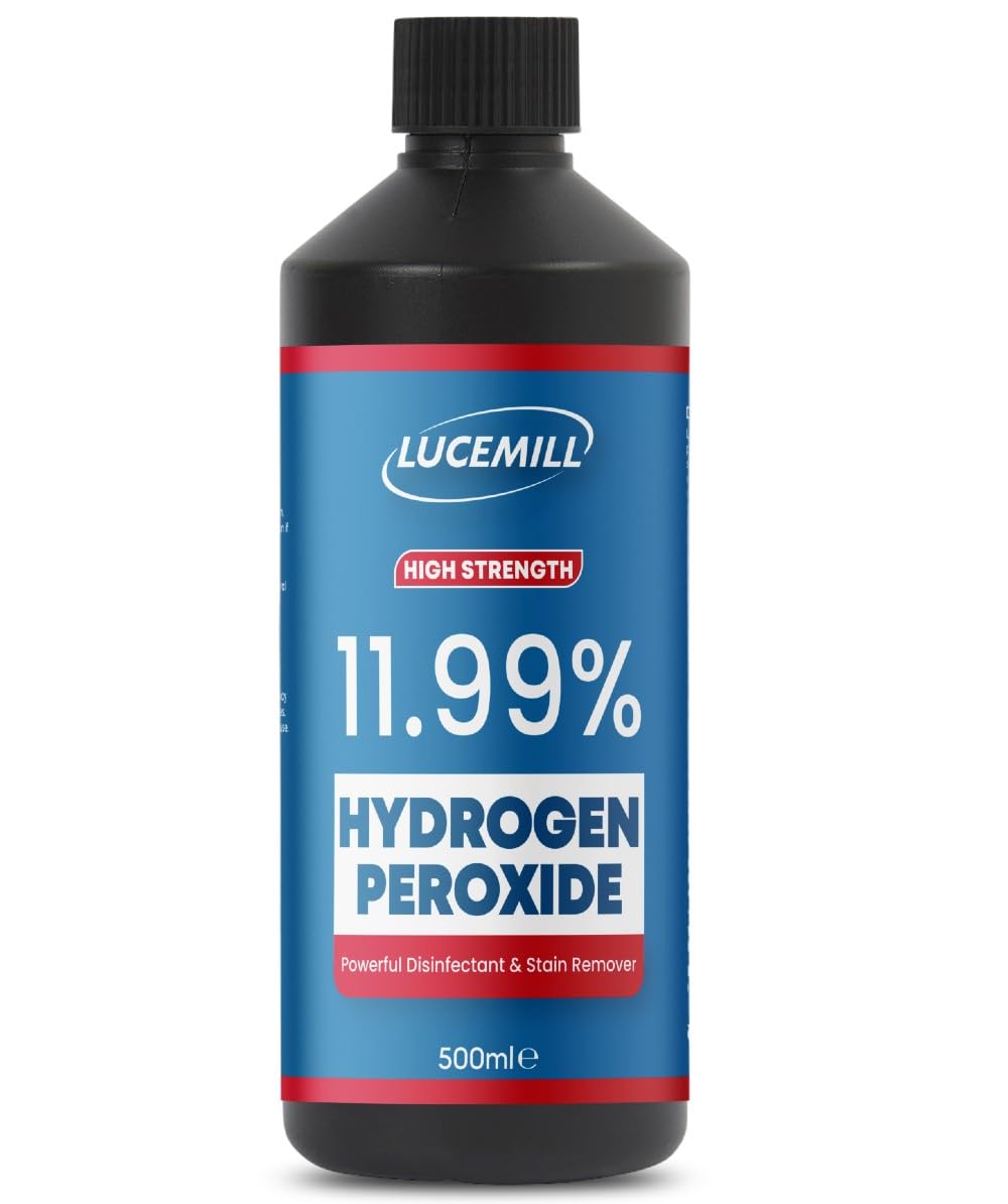 Lucemill Hydrogen Peroxide 11.99% Food Grade | 500ml | High Purity | Unstabilised & Additive Free | Concentrated H2O2