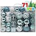 Produktbild Joiedomi 71 Stück blaue und weiße Weihnachtsornamente mit einer silberfarbenen Stern Baumspitze, bruchsichere Weihnachtsschmuck für Feiertage, Partydekoration, Baumschmuck, Veranstaltungen Weihnachten