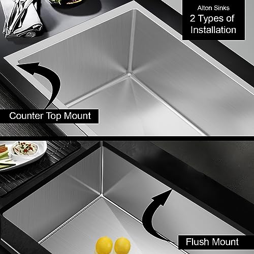 Image of ALTON HMS25005, SS-304 Grade, 24x18x9 INCH, Handmade Single Bowl Sink, Matte