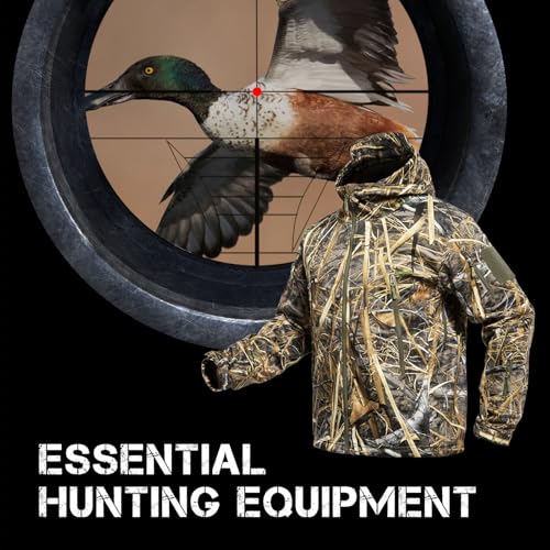 YEVHEV Hunting Jacket for Men Quiet Hunting Camouflage Clothing Hoodie Camo Coat Water-Repellent Windproof