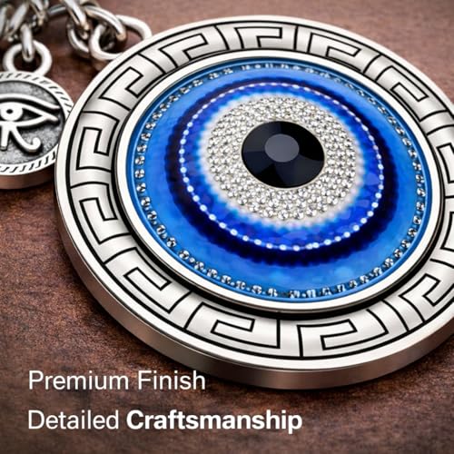 Image of AutokraftZ Blue and Silver Evil Eye Keychain for Bike /Car - Stylish, Protective & Anti-Rust Key Ring, Durable Design, Perfect for Riders & Drivers, Adds Unique Touch to Your Vehicle (Pack of 1)