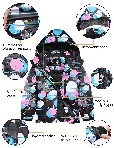 Image of GEMYSE Girl's Waterproof Ski Snow Jacket Hooded Fleece Lined Windproof Winter Jacket