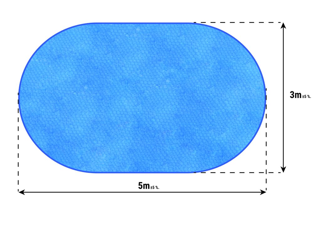 PLK Blaue Oval Solarabdeckplane 3 x 5m für Pool | Wassererwärmung & Reinigung | Blasengeformte Polyethylen-Wärmedämmfolie für Nutzung erneuerbarer Energie | Schutz vor Verschmutzung