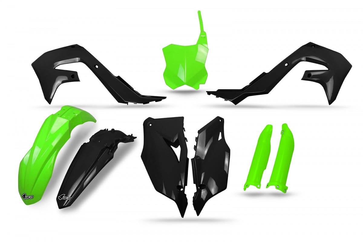 Kit Of Plastic UFO Black and Green Fluor, Kawasaki Kxf for Moto