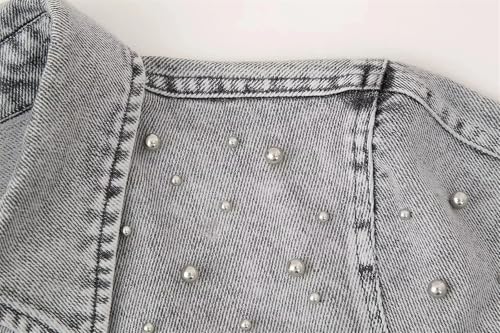 Women's Vintage Lapel Single Breasted Denim Jacket Women's Pocket Jacket4