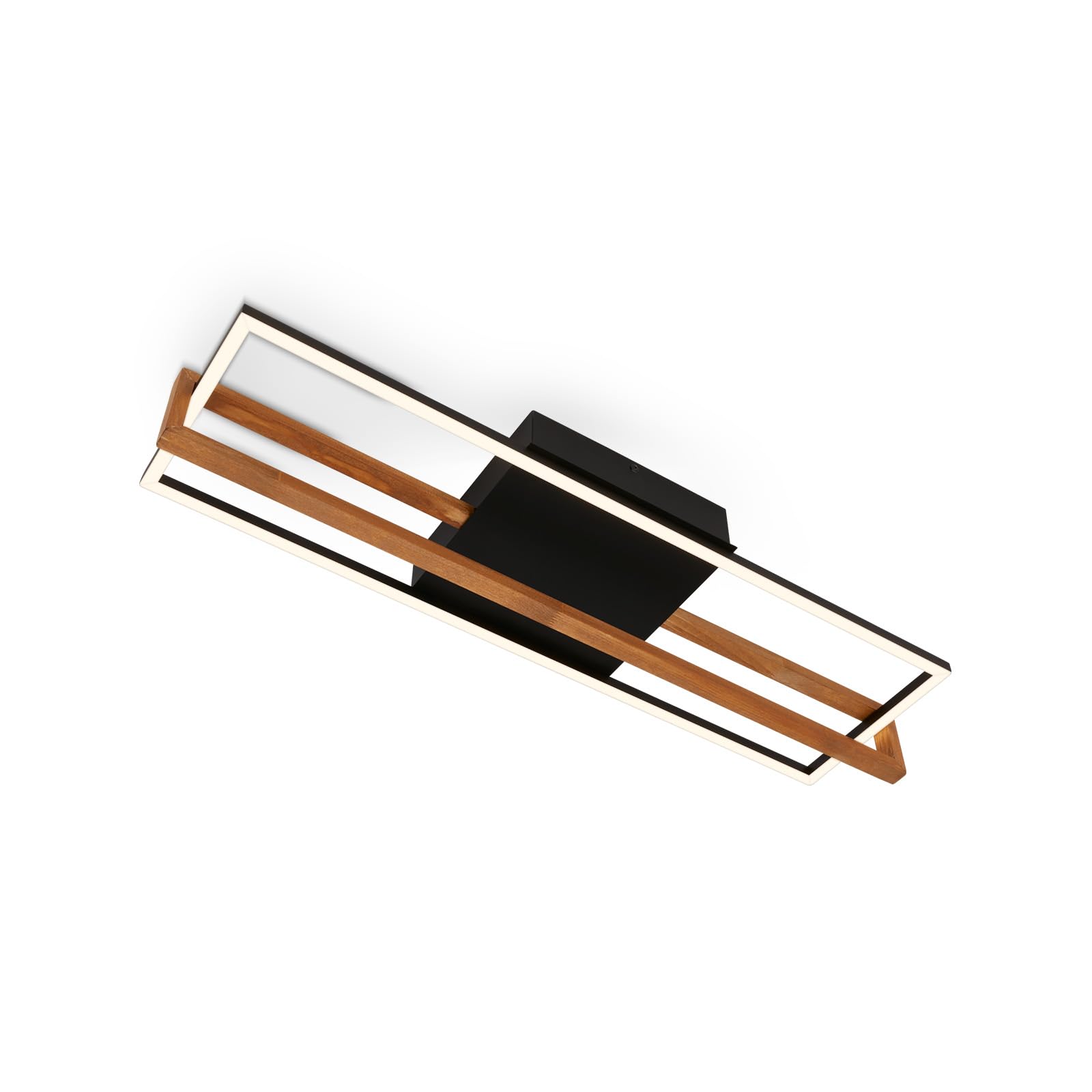 BRILONER - Lámpara de techo LED, lámpara de techo LED con luz de color blanco cálido, lámpara de 21W con marco de madera, lámpara de salón, lámpara de dormitorio, 740x210x110 mm (LxAxA), negro-madera