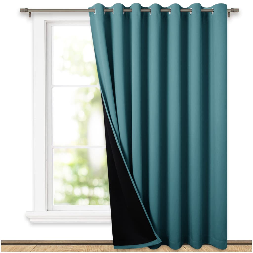 NICETOWN Peacock Teal Full Shading Closet Curtains, Privacy Room Divider Curtain Screen Partitions, Super Heavy-Duty Thermal Backing Sliding Glass