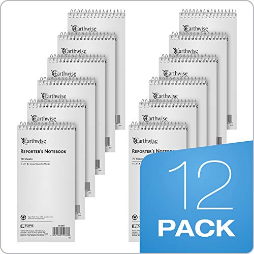 Earthwise By Ampad Reporter's Notebook, 4 X 8 Inches, 70 Sheets, Gregg Ruled, 12-Pack (25-280R) #TOP5