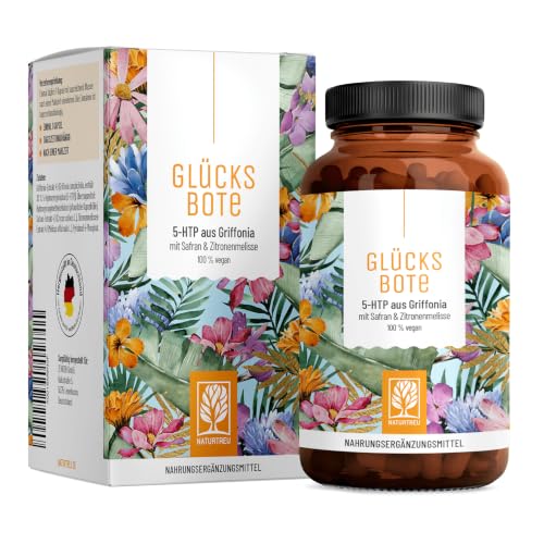 NATURTREU GLÜCKSBOTE 5-HTP Komplex 90 vegane Kapseln mit 100mg 5-HTP aus Griffonia Safran Zitronenmelisse & Vitamin B6 hochdosiert ohne Zusatzstoffe Stimmungskapseln