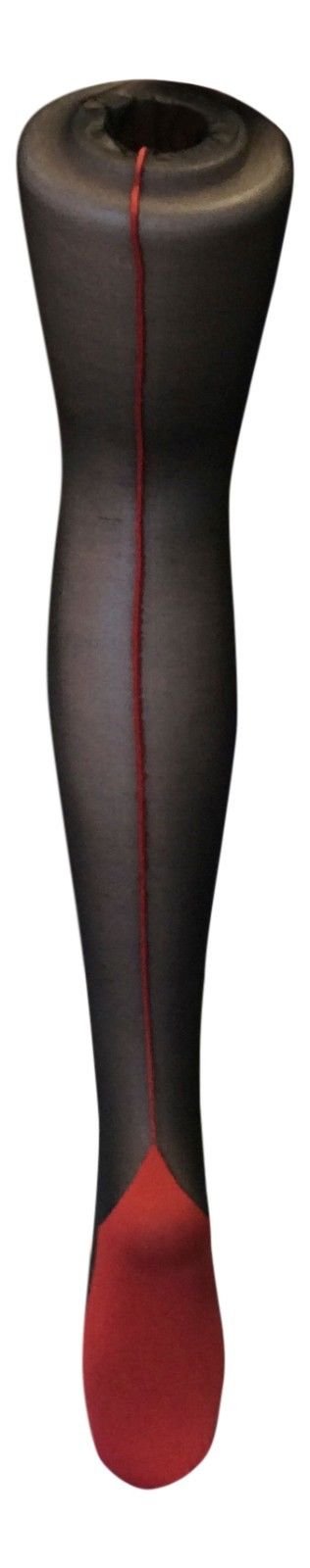 Mytoptrendz Women's Black/ Red Mytoptrendz® - Retro Contrast Seamed Tights French Cuban Silhouette Heel And Back Seam Sheer Pantyhose (Medium - Seam-)