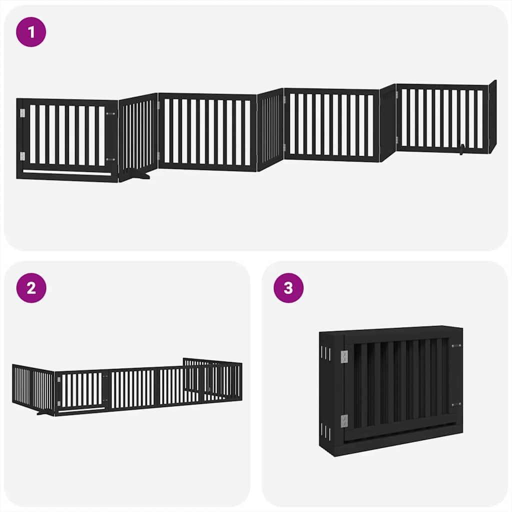 Puerta plegable para perros de 8 piezas para seguridad de mascotas, puerta para perros sin taladrar, rejilla plegable para perros con puerta de madera de álamo, rejilla para perros con puerta con