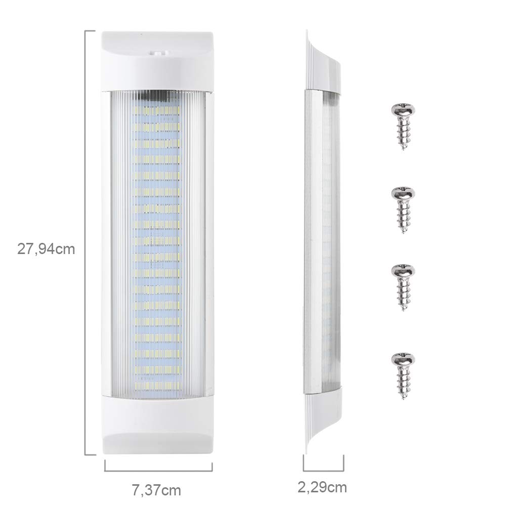 MICTUNING Ruban LED Intérieur Blanc 11" 1500LM 72 LEDs 12-80V - Pour Camion Van Camping-Car Bateau