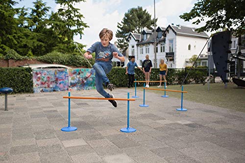 BS Toys Hindernisparcours Kinder – Verstellbare Hürden für Springen & Parkour – Sport & Bewegung ab 4 Jahren – Indoor & Outdoor Spiel – Trainingsset für Kinder – Blau (102x2x56 cm)