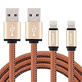 Lightning Cable, Gaoye iPhone Charger 3.3FT Certified Lightning to USB Cable Leather Cable Data Sync 8 Pin Fast Charging Cord for Apple iPhone iPad iPod (2 Pack)