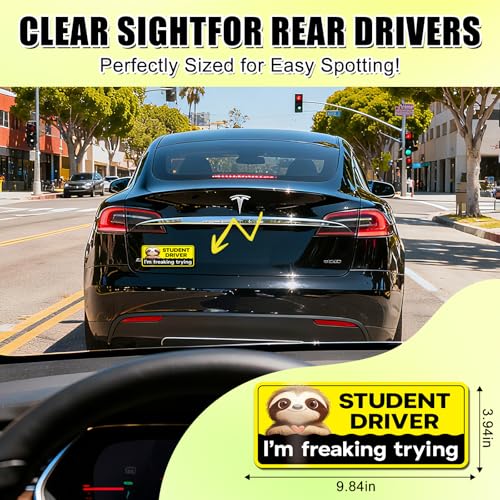 Image of 2 Pcs Newbie Magnetic Student Driver Stickers for Car Beginner Funny Lovely Magnet Supplies Bumper Safety Sign Suitable for Keeping a Safe Distance