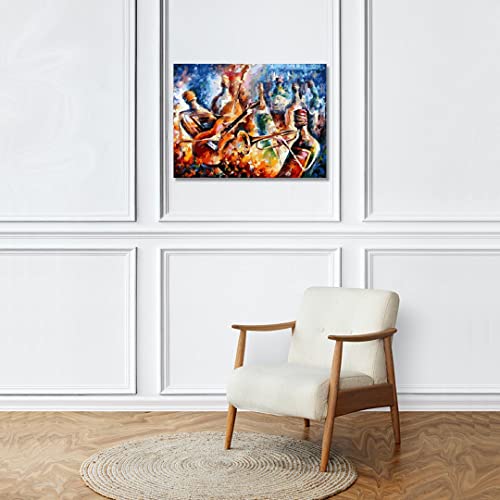 Image of RANGOLI 100% Cotton Stretched Canvas Painting 400 GSM, Framed Bottle Jazz Canvas Abstract Wall Art for Living Room, 3D Paintings for Wall Decor (18 x 30 Inch With Frame)