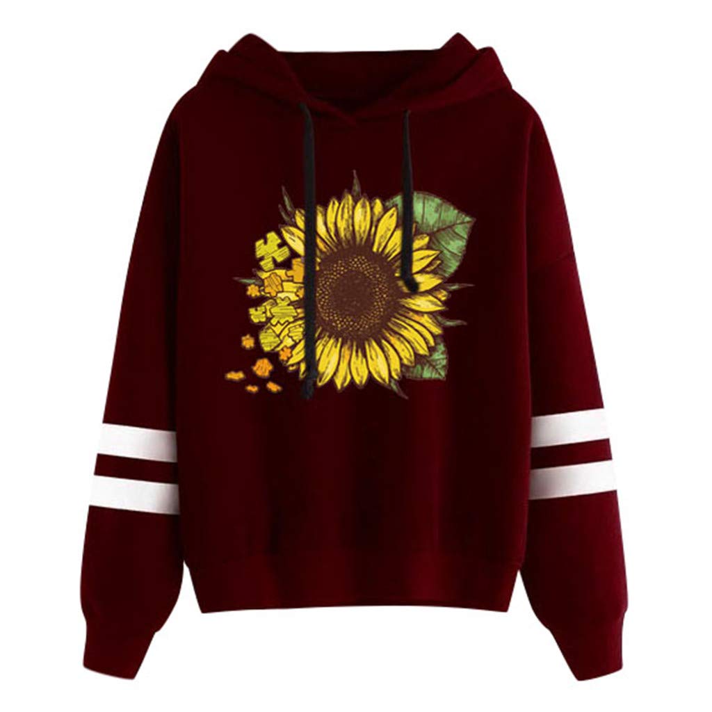 Teen Girls Hoodies Printed Cute Hooded Sweatshirt Junior Sports Blouse Long  Sleeve Hooded Pullovers Summer Tops