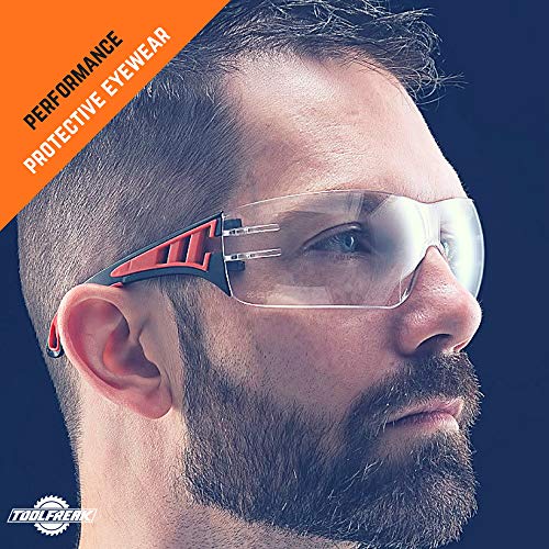 Toolfreak Rip Out Safety Glasses, Feature Clear Wraparound Polycarbonate Lenses With Foam Padding, Impact And Uv Rated,Ansi Z87 Rated, Includes Carry Pouch #TOP4
