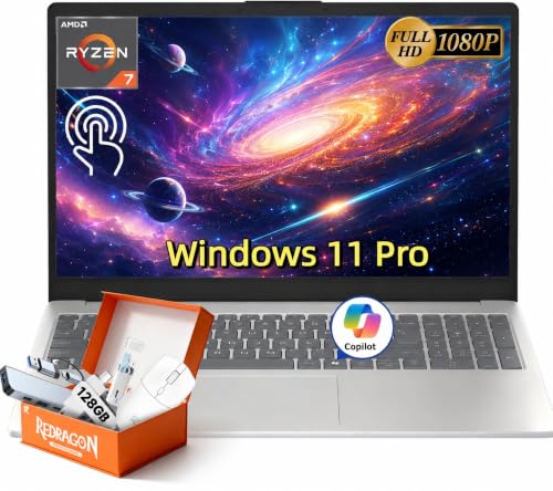 Image of HP 15.6 inch Touchscreen Laptop, AMD Ryzen 7 7730U, 16GB DDR4 RAM,512GB SSD