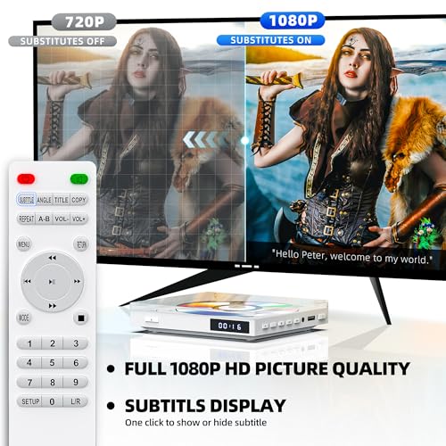Image of Mini DVD Player for TV, All Region Free, CD Player for Home, USB, AUX