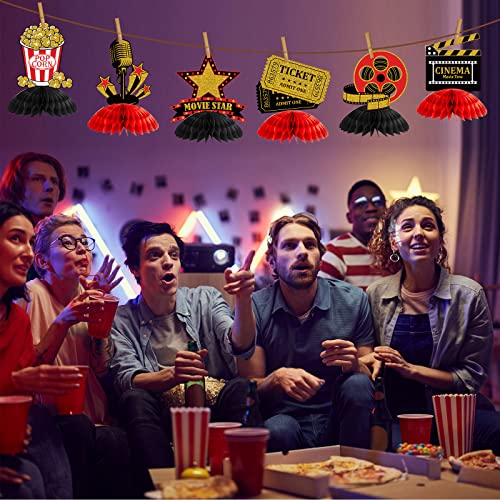 Pajean 12 Pieces Movie Centerpiece Night Party Decorations Centerpieces For Table Theater Honeycomb Ticket Popcorn Star Topper Birthday 3D Favor Supplies #TOP4