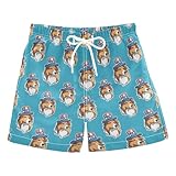 Selerdon Quick Dry Swim Trunks 4th of July Blue Sheltie for Boy Kids Summer Fashion Beach Shorts with Adjustable Waist and Side Pocket for Daily Wear Outdoor Play XS