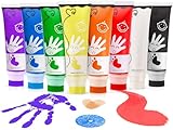 Sortnic Washable Finger Paint for Toddlers, Safe Non-Toxic 8 Colors Large Capacity (2.54fl Oz) with Sponge Head, Baby Safe Paint for Hand and Feet, Art Supplies Preschool Learning Gift for Kid Ages 1+