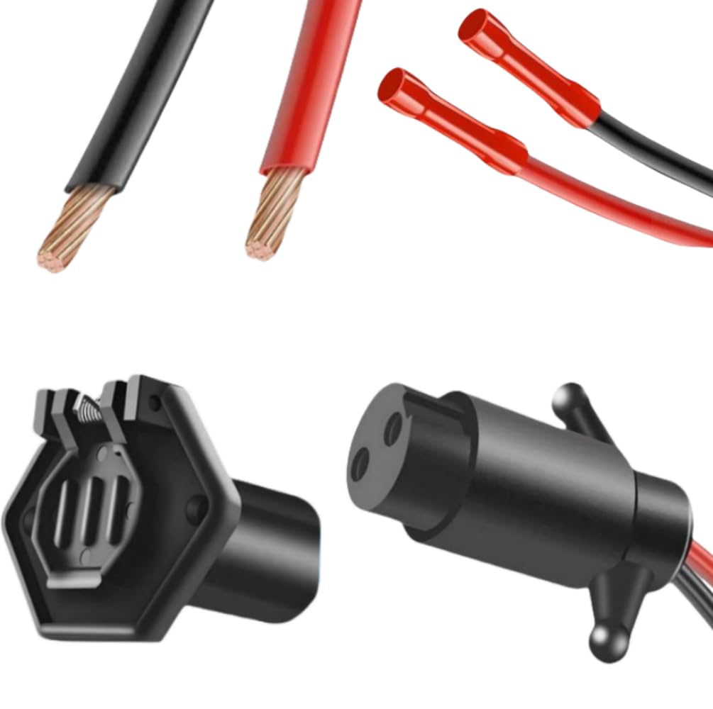 hobbyhub Trolling Motor Plug Receptacle, Black ABS Copper Wire 12V 8 Gauge 2 Wire Male Female Trolling Motor Quick Connector for Marine Boat