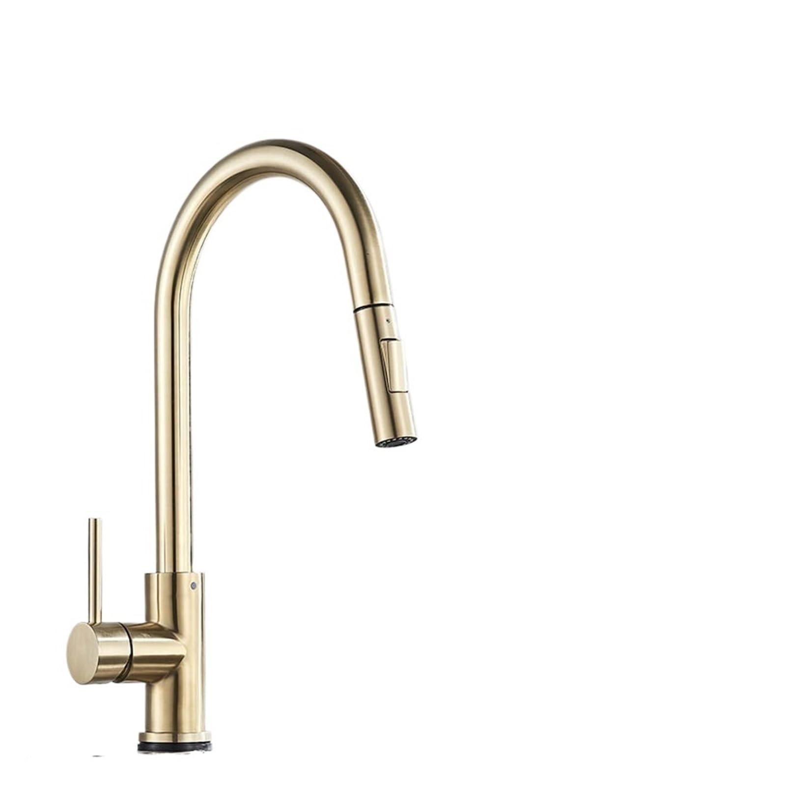 Robinet d'évier de cuisine en or brossé avec bec extractible double mode