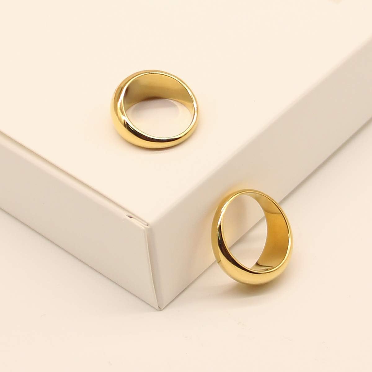 Chunky Dome Rings - Thick Golden Rings (Size 5-9) - Image 4