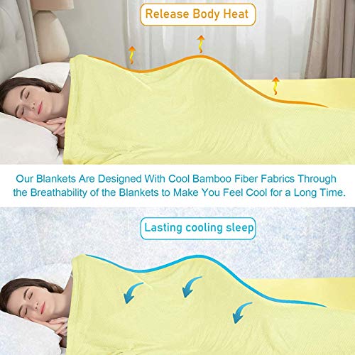 DANGTOP Twin Size Cooling Blankets, 100% Bamboo Blanket for All-Season, Ultra-Cool Lightweight Blanket, Cooling Blanket Absorbs Body Heat to Keep Cool on Warm Night (59X79 inches, Yellow) - Thumbnail 2