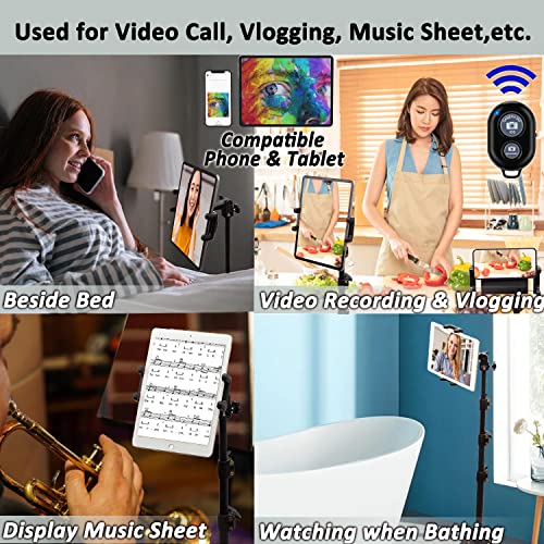 Tablet Floor Tripod, Cell Phone Floor Stand, Ipad Holder Stand With Adjustable Height And 360° Rotating Tripod Ipad Mount For Ipad Mini Pro 12.9/9.7/11, Air, Iphone, 4.7-13" Tablet Cell Phones #TOP5