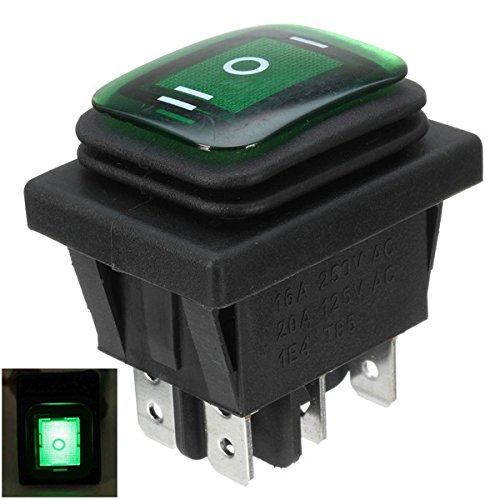EsportsMJJ Interruptor De Eje De Balancín 16A 250V 3 Posición 6 Pin Interruptor De Eje De Balancín Impermeable con La Luz De La Lámpara - Verde