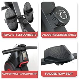 SereneLife Digital Folding Rowing Machines Magnetic – 8 Level Magnetic Resistance Rowing Machine Exercise – Foldable Travel Portable Rower Fitness Trainer Rowing Machine with LCD Monitor