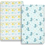 FHMJYH Pack n Play - Juego de sábanas planas de 2 piezas para cuna, compatibles con Graco Pack n Play (bolsa de búho y árbol) (más dinosaurios)