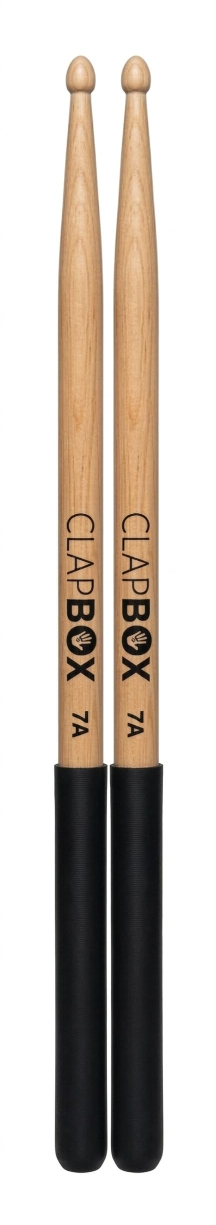 Clapbox Drum Sticks with Grip (Black) Maple Wood, 7A Size - One Pair