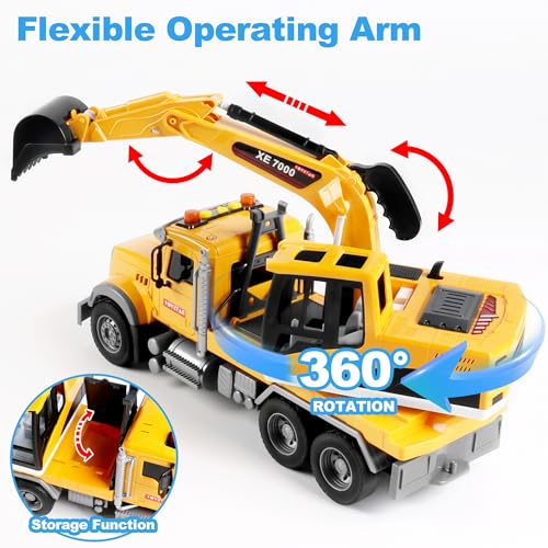 Image of Dwi Dowellin Large Excavator Truck Toy for 3 4 5 6 Year Old Boys,Truck Toy with Sound and Light