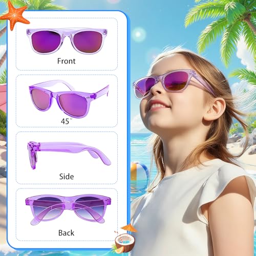 24 Pack Kids Sunglasses Bulk Party Favors, Toddler Sunglasses for Boys Girls Age 3-8, UV400 Protection Neon Sunglasses in 8 Colors, Goodie Bags Stuffers for Kids Birthday Pool Summer Party Supplies — view 6