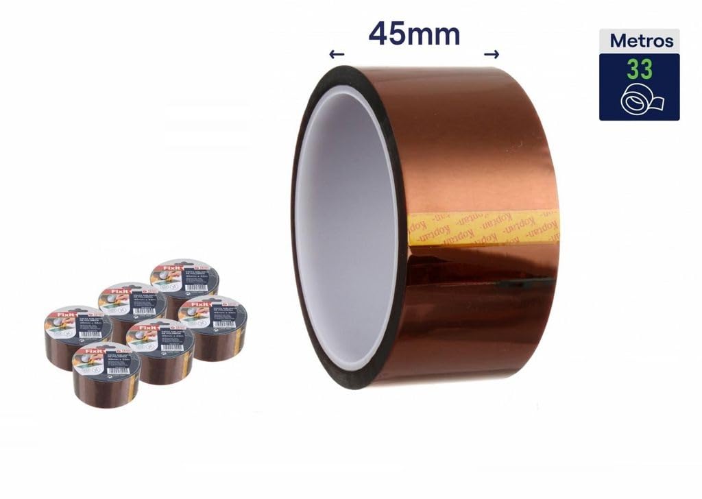 DRW Cinta aislante de poliamida resistente a temperaturas marron 6 unidades 45mm x 33m